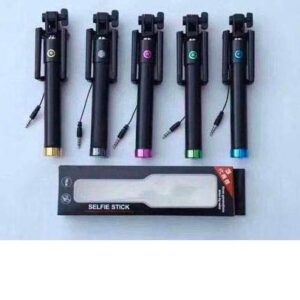 Compact Selfie Stick with Click Button - Portable Extendable Wired Selfie Stick. Compatible with All Smart Phones (Pack of 1)