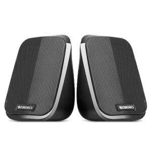 Computer Speakers, 5 Watts, USB Powered, AUX, Volume Control Pod for PC, Laptops, Desktop